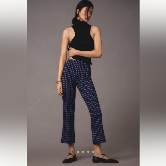 NWT Anthropologie The Margot Kick-Flare Cropped Pants by Maeve in Blue - Picture 1 of 6